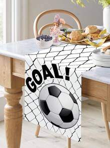 1 Stück Fußball Tischläufer, 13.78x70.87inch Polyester Schwarz & Weiß Fußball Tischläufer, Spiel Sport Thema Tischdekoration, perfekt für Baby-Duschen, Sportveranstaltungen, Geburtstagspartys, Sport Party Dekoration
