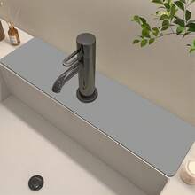 1pc Solid Color Sink Faucet Suction Cup Mat, Drain Mat, For Kitchen, Bathroom Sink, Countertop, Drain Mat, Silicone Washbasin, Trimmable And Quick-Drying Mat - Multicolor - View 4