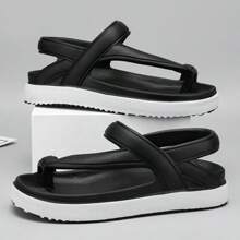 Men's Fashion Flip Flops, Thick Soft Sole, Fashion Versatile, Ideal For Street Wear, Solid Minimalist Style, Outdoor Sports, Beach Vacation, Flat Sandals