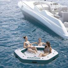 Danolapsi Floating Ring Inflatable Water Hammock,Heavy Duty River Floats Lake Raft,Inflatable Water Hammock Floating Dock Mesh, 10FT/8FT Float Ring Heavy Duty River Floats Lake Raft For Tanning Pool Float Island Platform Pad Mat Party - White - View 2