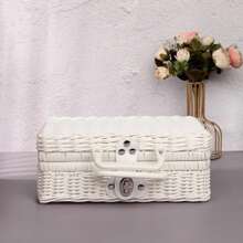 Rattan-Like Finish Box, Woven Basket, Retro Storage Box, Decorative Accessory, Hand-Held Suitcase, Gift Box