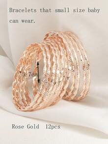 12 件闪亮优雅几何方块可叠戴手镯，适合儿童