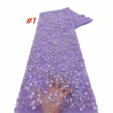 African 3D Beaded Lace Fabric Luxury Bridal 2025 High Quality Nigerian Applique French Tulle Sequins Fabric For Wedding Dress Sewing
