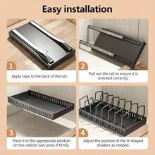 Pull Out Pot Lid And Cookie Sheet Organizer Rack For Cabinet - Sliding Kitchen Organizers – Pans, Lids, And Tray Storage - màu đen - Xem 7