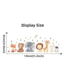 1 Set Cartoon Elephant, Lion, Giraffe, Star, Moon Wall Decals, Decorative Peel And Stick Wall Sticker For Kids Room - Multicolor - View 3