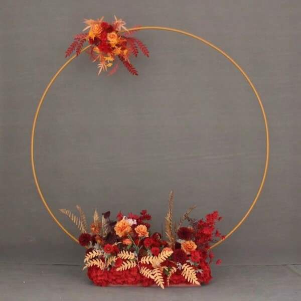 1pc Iron Circular Wedding Arch, 59inch Diameter, Balloon Arch Stand, Clip-On, Holiday Event Backdrop Frame, Suitable For Weddings And Celebration Parties