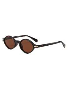 1 Pair Men's Leopard Print Small Frame Cat-Eye Fashion Fashion Glasses, Zinc Alloy, Suitable For Daily Wear
