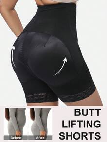 1 件女式束腰短裤，腹部控制无缝塑身紧身衣塑身内衣 - 黑色 - 查看 2