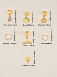 46 Stücke Goldene Perlen Muschel Dreads Ringe - Boho Ozean Haarschmuck Set für Zöpfe, Festival Strand Haarzubehör