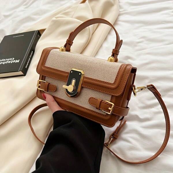 Bolso de hombro con solapa vintage, bolso de hombro retro, bolso de mano y billetera de moda para mujer