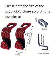 1 pieza Gancho colgador de automóvil con incrustaciones de diamantes para asiento trasero, accesorios creativos ocultos - Negro - Ver 11