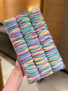 100/200/300/500个装 女士简约弹力发圈,多功能休闲发饰,适用于马尾辫、编发等。适合日常佩戴,四季皆宜,也可用作学习用品、女士配饰、家居用品、护肤配件等。发绳发圈头饰橡皮筋 - 彩色 - 查看 6