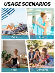 1pc Printed Beach Towel, Orange Striped Pattern, Can Be Used As Swimwear Or Bath Towel, Fashionable Design, Super Absorbent, Suitable For Bathroom, Swimming, Fitness, Yoga And Other Occasions, Soft And Comfortable Microfiber Material, Lightweight And Easy To Carry. - Multicolor - View 7