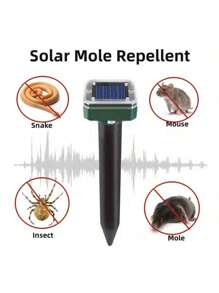1 pièce Répulsif anti-taupe solaire à ultrasons. Détracteur alimenté extérieur - Arrêt taupe, effraie-taupe pour pelouse, jardin, cour, maison. Répulsif pour marmottes, serpents, rongeurs, taupes, mulots.