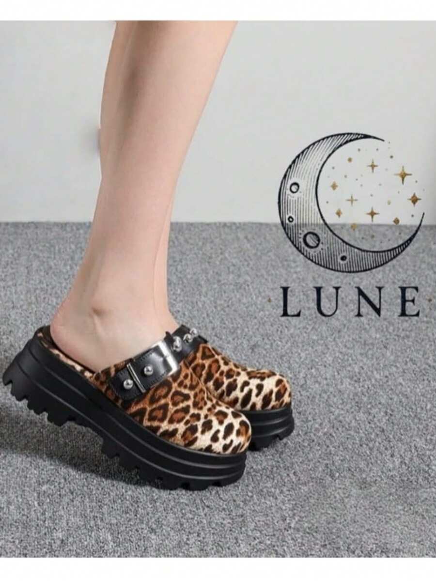 Modische Punk Leoparden-Muster Plateau-Schuhe mit verstellbarem Schnallenverschluss - Leopard - Übersicht 1