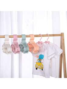 5件/10件/20件粉色儿童衣架，便携式展示衣架，塑料儿童夹克衣架，婴儿衣服收纳架 - 粉色 - 查看 5