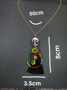 Colar de esqueleto colorido vintage feito à mão com arco-íris, joia elegante e clássica, lembrança, presente ideal para o Dia dos Namorados, aniversário