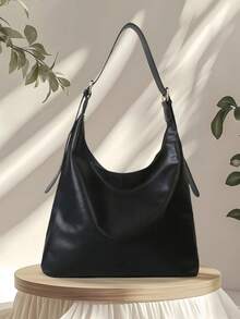 复古大容量柔软纯色女士单肩包，百搭斜挎包，手提包，女士流浪汉单肩包，大容量吊带斜挎包，手提包，休闲工作包