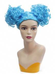 Lockige, bunte Clown-Explosion Perücke, einzigartiges Design mit doppelten Dutt-Frisur, lustige Kostümperücke für Partys - Verschiedenfarbig - Übersicht 5