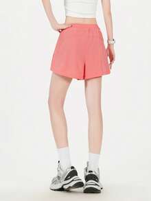 女士二合一健身短裤 - 高弹力网球和跑步短裤，双层设计，结合瑜伽和运动服的优点，短款骑行短裤 - 玫紅色 - 查看 2