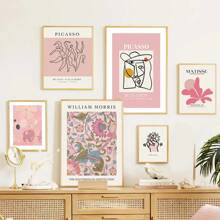 1 PIEZA Pintura en lienzo de arte de pared con pósteres y estampas abstractas de Picasso, William Morris, Matisse, para decoración del hogar bohemia en la sala de estar o café, con opción de marco