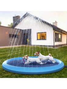 1pc 100cm/39"/150cm/59"/170cm/66.9" Dog Water Sprinkler Mat, Thick Non-Slip Dog Pool With Sprinkler, Thickened Summer Outdoor Dog Pool, Backyard Fountain Dog Play Mat - Multicolor - View 4