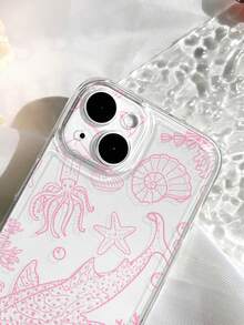 1 件简约线条艺术海洋鲸鱼纹理防滑软手机壳适用于 11/12/13/14/15/16 Pro Max