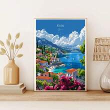 1 peça/3 peças Pôsteres de arte de parede Moldura opcional Viagem moderna Paisagem de viagem Pôsteres de cidade Ilhas da Costa Azul Dias ensolarados Belas paisagens Pintura em tela Arte de parede Adequado para decoração de quarto e casa