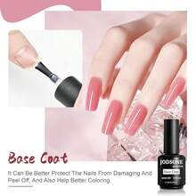 2 Bottles Of Top Coat Base Coat Set No Wipe Foundation Combination Bright Surface At Home DIY Nail Salon Girl Gift - 2 件 15ml-BT - 查看 2