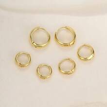 6pcs Minimalist Hoop Earrings, High-End Niche European And American Style Copper Earrings, Personalized Rock Punk Earrings For Men And Women - Yellow Gold - View 2