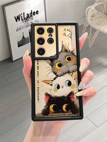 1 件简约可爱猫咪图案加厚防震防刮全覆盖保护手机壳，男女时尚之选，兼容 Apple///Infinix/Vivo/OPPO - 黑色 - 查看 7