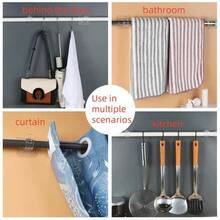 6 件免钉可调节窗帘杆支架夹钩杆支架粘性墙壁窗帘固定夹挂架挂钩 - 無色 - 查看 5