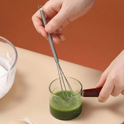 Juego de mini batidores de acero inoxidable, con mango ergonómico de resorte para cocinar, batir, mezclar ingredientes y salsas, artículos esenciales para la cocina y repostería - Paquete de 1