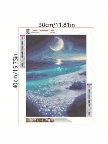 5D钻石画套装“月光海滩”：入门级，30x40厘米，闪亮家居装饰工艺品