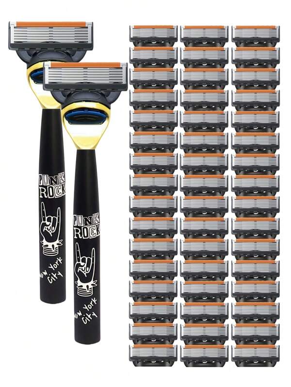 Zestaw ultra ostrych 5-warstwowych maszynek do golenia Premium z ergonomicznym uchwytem - trwałe, wymienne ostrza do maszynki FUSION, wymienne i wielokrotnego użytku do podstawowych produktów do pielęgnacji brody i wąsów