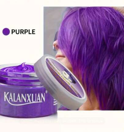 Cera de Color Morado Para Cabello Kalanxuan, Hair Wax de Larga Duracion y Facil de Lavar. contenido100g. Gentil con Cabello y Piel, Colorante de Barba. Pomada De Peinado De Uso DiarioColorante Natural y Gliserina