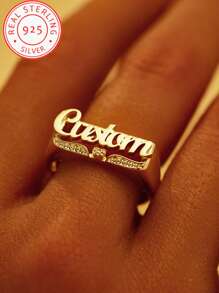 A 925 Silver Delicate And Elegant, Customized English Name Personalized Simple Model Ring, Is A Christmas, Memorial Day, Valentine's Day, Thanksgiving Day Women's Jewelry, A Gift With A Wonderful Commemorative Significance,Glow & Grace