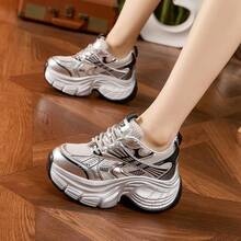 Women Chunky Shoes - Silver - View 3