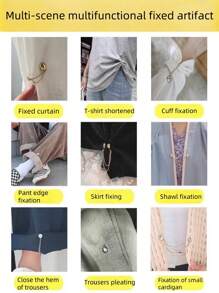 Chaîne Boucle magnétique Manchette Boucle fixe Bouton de taille T-shirt Transformé en court-circuit Jeans Boucle de cheville Chaîne Boucle magnétique Manchette Jambe de pantalon Fixé Pince Convergent Appareil Bord sans couture et Boucle de taille avec Boucle de foulard en diamant à la mode