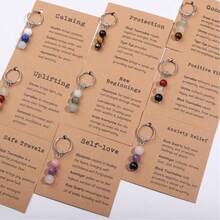 1 pieza Llavero de cristal natural, para nuevos comienzos, llavero de piedra curativa para aliviar la ansiedad, curación de cristales, regalo de fiesta o graduación para mujeres