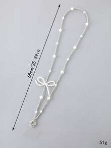 珍珠串珠蝴蝶结手机挂绳，带透明卡夹，适合送给母亲、家人、朋友、生日、节日的礼物，手机挂饰，手机链 - 彩色 - 查看 4