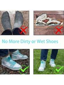 可重复使用防水防滑鞋套,乳胶户外雨靴防水鞋套,有效防雨。多种颜色可选,防水防尘硅胶雨鞋套。 - 彩色 - 查看 6