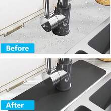 1pc Solid Color Sink Faucet Suction Cup Mat, Drain Mat, For Kitchen, Bathroom Sink, Countertop, Drain Mat, Silicone Washbasin, Trimmable And Quick-Drying Mat - Multicolor - View 12