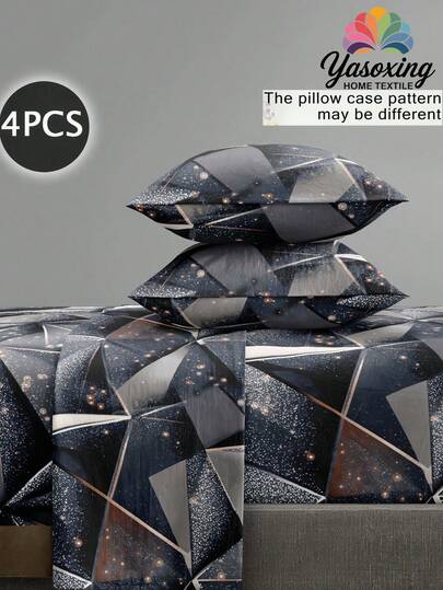 4pcs/Set Navy Blue Marble Geometric Pattern Sheet Set Easy Care Microfiber Soft Bedding Set Floral Fitted Sheet Set (1pc Flat Sheet+1pc Fitted Sheet+2pcs Pillowcases) Fitted Sheet Set King Queen Full TWIN SIZE Sheet Deep Pocket Up To 11.8 Inch Pillowcase, Soft Breathable Wrinkle-Free Better For Sleep, Luxury Hotel Style, Gift For Mom Dad Friend Domitory Bedding Back School Bedding