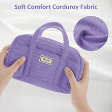 Sooez Large Pencil Pouch, Big Pencil Bag With 5 Compartments, Pen Bag Wide Opening, Soft Corduroy Pencil Pouch Organizer With Zipper, Cute Aesthetic School Supplies Teen Girls-Purple
