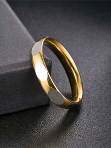 1 pieza Anillo de acero de titanio, anillo minimalista para parejas, acero inoxidable - Multicolor - Ver 19