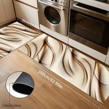 1pc Brown Striped Printed Anti-Fatigue Mat, Thick Design For Kitchen,Living Room, Porch, Balcony & Home Decor