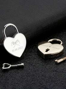 Personalized Metal Love Lock Heart Shaped Mini Padlock, Ideal For Dorm Cabinet, Luggage, Bag - Cute Valentine's Day Gift - Multicolor - View 6