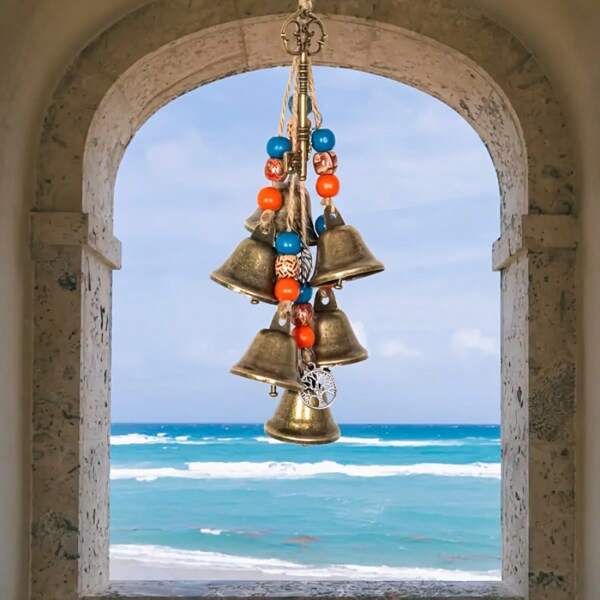 Campanas de mago mágico: limpian la energía negativa, campanas de protección de pomos de puerta, campanas de bruja, decoración de bruja, decoración colgante de hechicería, decoración mística de móviles de viento para el hogar, dormitorio, jardín. ¡Utiliza artículos de brujería para realzar la decoración del hogar!