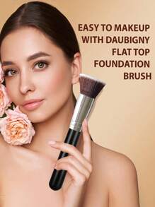 Pennello per fondotinta a testa piatta, adatto per mescolare cosmetici liquidi, in crema e in polvere perfetti - lucidatura, stippling, correttore. Pennello da trucco stile kabuki portatile, ottimo regalo per donne e festa della mamma